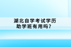 湖北自學(xué)考試學(xué)歷助學(xué)班有用嗎？