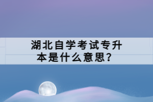 湖北自學(xué)考試專升本是什么意思？