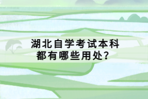 湖北自學考試本科都有哪些用處？