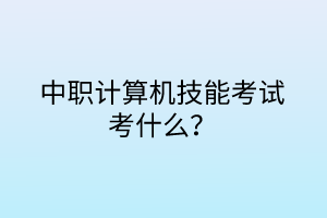 中職計算機技能考試考什么？