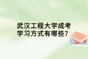 武漢工程大學(xué)成考學(xué)習(xí)方式有哪些？
