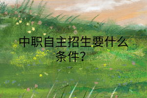 中職自主招生要什么條件？