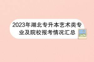 2023年湖北專(zhuān)升本藝術(shù)類(lèi)專(zhuān)業(yè)及院校報(bào)考情況匯總