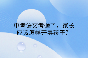 中考語文考砸了，家長應(yīng)該怎樣開導(dǎo)孩子？
