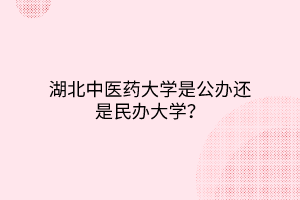 湖北中醫(yī)藥大學(xué)是公辦還是民辦大學(xué)？