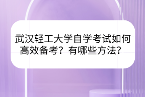 武漢輕工大學(xué)自學(xué)考試如何高效備考？有哪些方法？