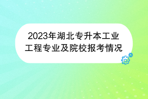 2023年湖北專(zhuān)升本工業(yè)工程專(zhuān)業(yè)及院校報(bào)考情況