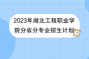 2023年湖北工程職業(yè)學(xué)院分省分專業(yè)招生計(jì)劃