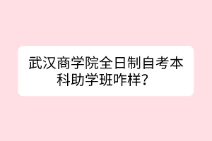 武漢商學院全日制自考本科助學班咋樣？