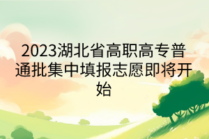 2023湖北省高職高專(zhuān)普通批集中填報(bào)志愿即將開(kāi)始