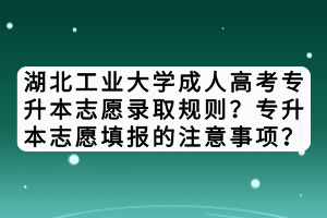 湖北工業(yè)大學成人高考專升本志愿錄取規(guī)則？專升本志愿填報的注意事項？