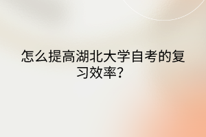 怎么提高湖北大學(xué)自考的復(fù)習(xí)效率？