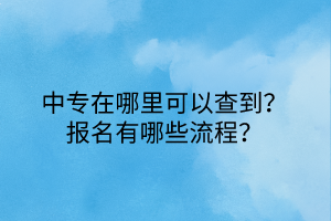 中專在哪里可以查到？報名有哪些流程？