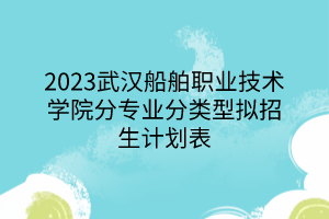 2023武漢船舶職業(yè)技術學院分專業(yè)分類型擬招生計劃表 2023武漢船舶職業(yè)技術學院分專業(yè)分類型擬招生計劃表