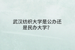 武漢紡織大學是公辦還是民辦大學？