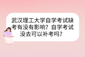 武漢理工大學(xué)自學(xué)考試缺考有沒有影響？自學(xué)考試沒去可以補考嗎？