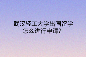武漢輕工大學(xué)出國留學(xué)怎么進(jìn)行申請？