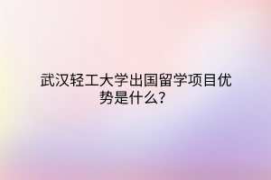 武漢輕工大學(xué)出國留學(xué)項(xiàng)目?jī)?yōu)勢(shì)是什么？
