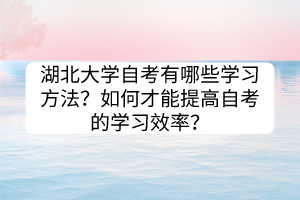 湖北大學(xué)自考有哪些學(xué)習(xí)方法？如何才能提高自考的學(xué)習(xí)效率？