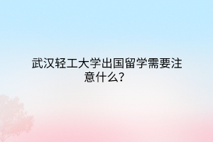 武漢輕工大學(xué)出國(guó)留學(xué)需要注意什么？