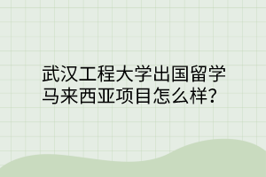 武漢工程大學(xué)出國留學(xué)馬來西亞項(xiàng)目怎么樣？