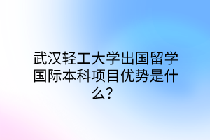 武漢輕工大學(xué)出國留學(xué)國際本科項目優(yōu)勢是什么？