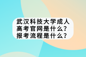 武漢科技大學(xué)成人高考官網(wǎng)是什么？報(bào)考流程是什么？