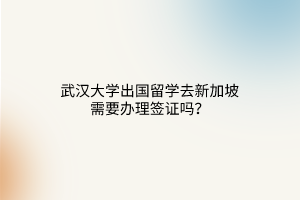 武漢大學(xué)出國(guó)留學(xué)去新加坡需要辦理簽證嗎？
