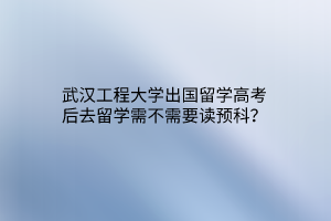武漢工程大學(xué)出國(guó)留學(xué)高考后去留學(xué)需不需要讀預(yù)科？