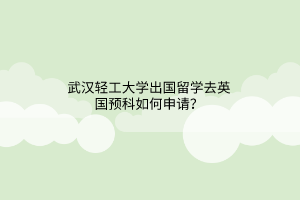 武漢輕工大學出國留學去英國預科如何申請？