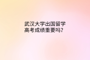 武漢大學出國留學高考成績重要嗎？