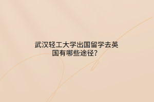 武漢輕工大學(xué)出國留學(xué)去英國有哪些途徑？