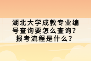 湖北大學成教專業(yè)編號查詢要怎么查詢？報考流程是什么？
