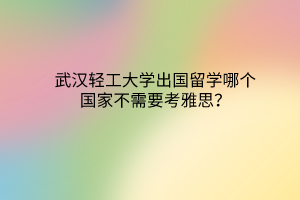 武漢輕工大學(xué)出國(guó)留學(xué)哪個(gè)國(guó)家不需要考雅思？