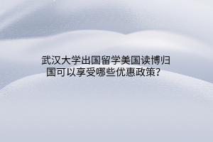 武漢大學(xué)出國(guó)留學(xué)美國(guó)讀博歸國(guó)可以享受哪些優(yōu)惠政策？