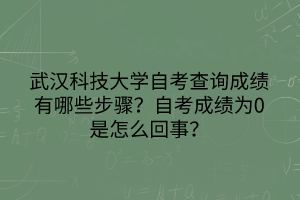 武漢科技大學(xué)自考查詢成績有哪些步驟？自考成績?yōu)?是怎么回事？