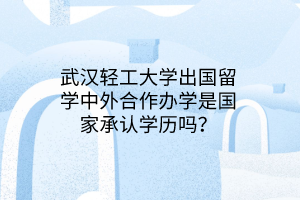 武漢輕工大學(xué)出國留學(xué)中外合作辦學(xué)是國家承認(rèn)學(xué)歷嗎？