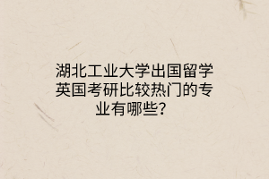 湖北工業(yè)大學(xué)出國(guó)留學(xué)英國(guó)考研比較熱門的專業(yè)有哪些？