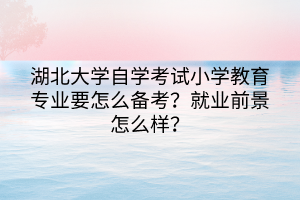 湖北大學(xué)自學(xué)考試小學(xué)教育專業(yè)要怎么備考？就業(yè)前景怎么樣？