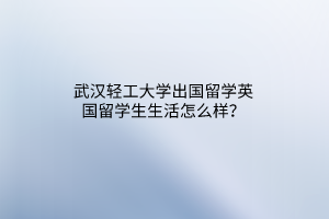 武漢輕工大學(xué)出國(guó)留學(xué)英國(guó)留學(xué)生生活怎么樣？