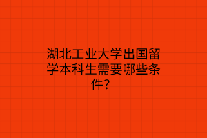 湖北工業(yè)大學出國留學本科生需要哪些條件？