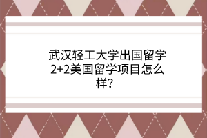 武漢輕工大學出國留學2+2美國留學項目怎么樣？