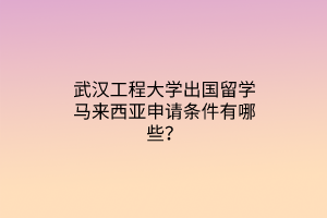 武漢工程大學(xué)出國留學(xué)馬來西亞申請條件有哪些？