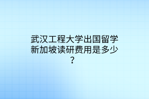武漢工程大學(xué)出國留學(xué)新加坡讀研費用是多少？