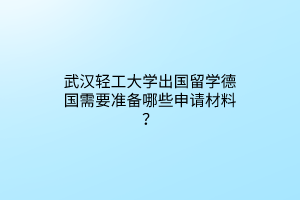 武漢輕工大學(xué)出國留學(xué)德國需要準(zhǔn)備哪些申請材料？