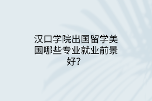 漢口學院出國留學美國哪些專業(yè)就業(yè)前景好？