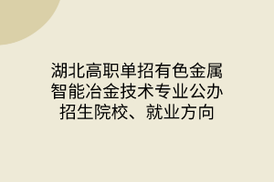 湖北高職單招有色金屬智能冶金技術(shù)專業(yè)公辦招生院校、就業(yè)方向