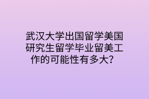 武漢大學(xué)出國(guó)留學(xué)美國(guó)研究生留學(xué)畢業(yè)留美工作的可能性有多大？