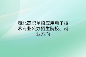 湖北高職單招應(yīng)用電子技術(shù)專業(yè)公辦招生院校、就業(yè)方向