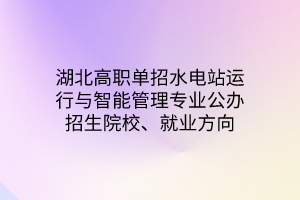 湖北高職單招水電站運行與智能管理專業(yè)公辦招生院校、就業(yè)方向